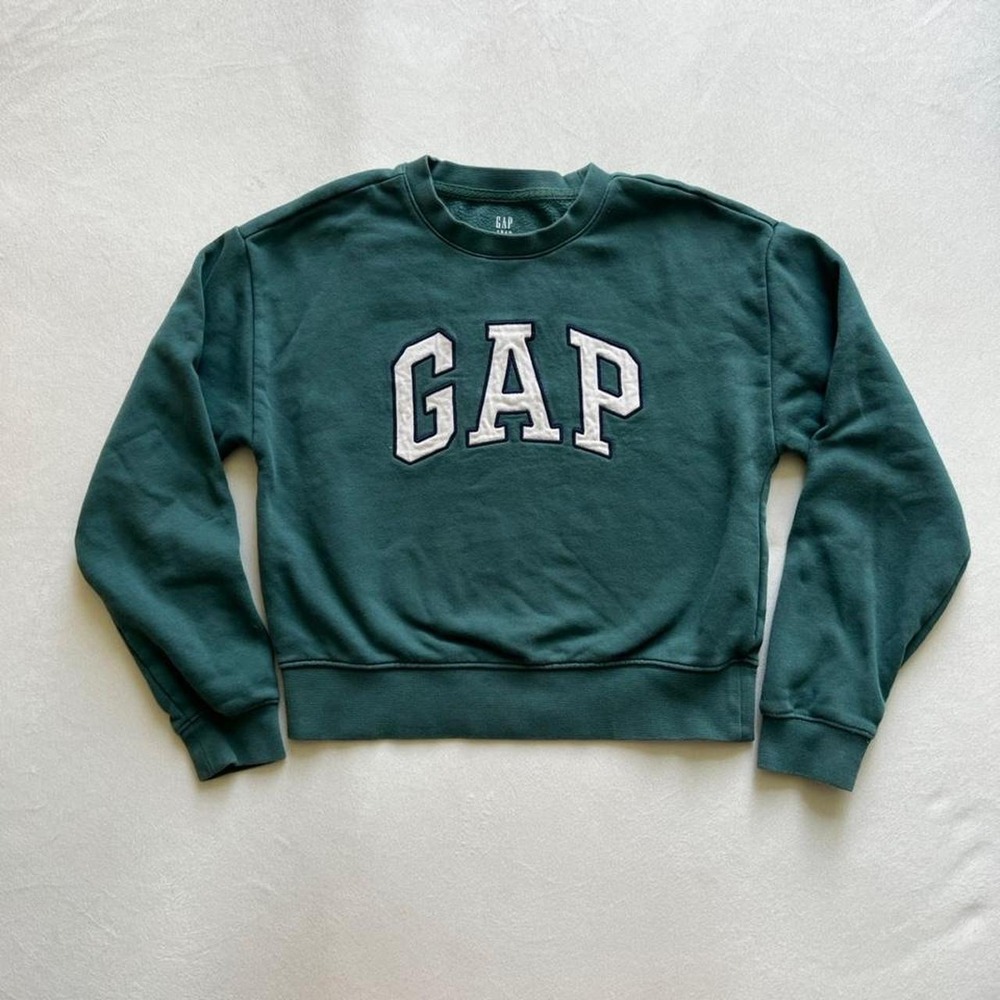 teal green gap crewneck preppy luxury iconic preppy coastal beach y2k blokecore